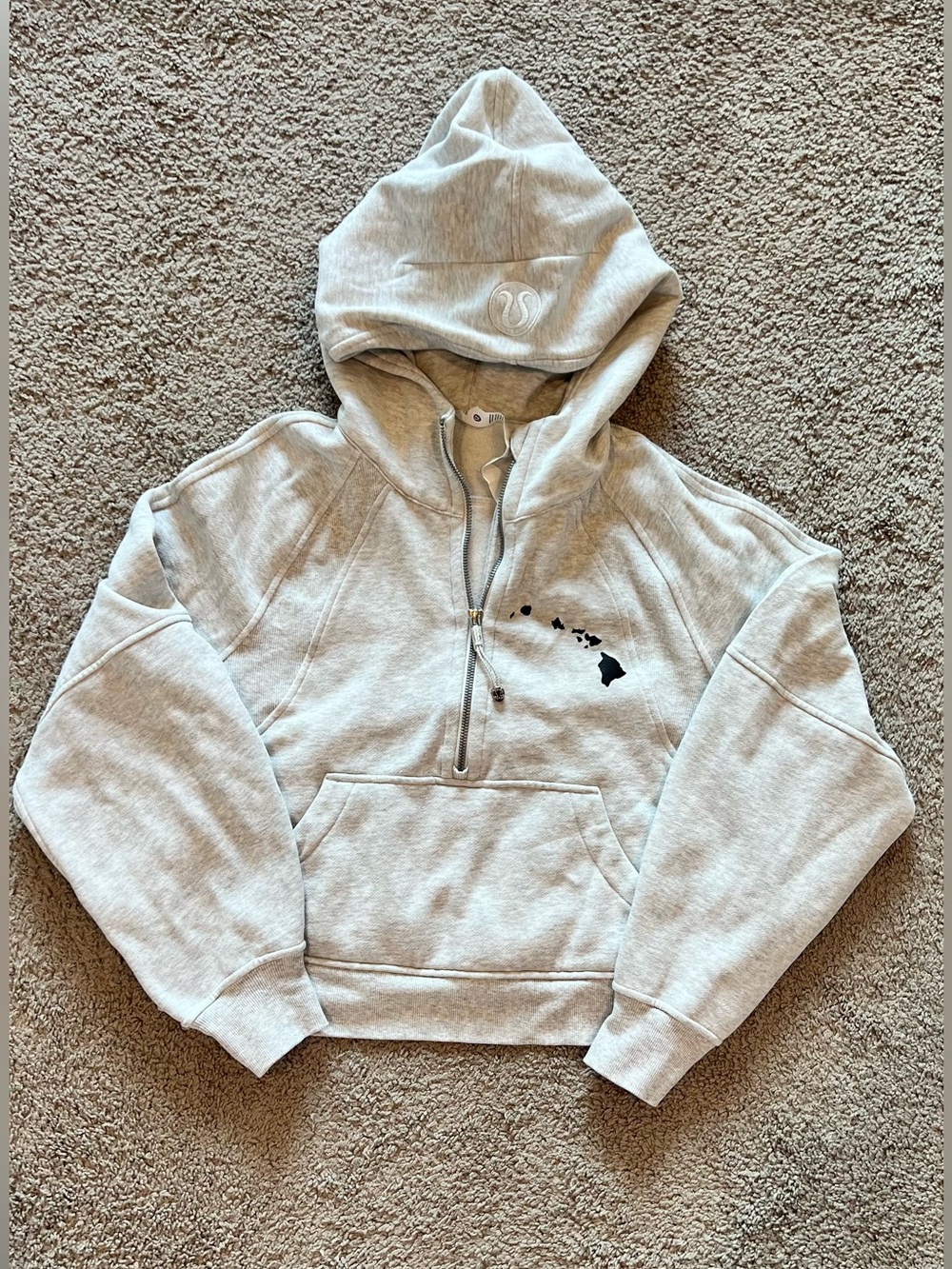 lululemon athletica Light Gray Half-Zip Hoodie with Island Graphic